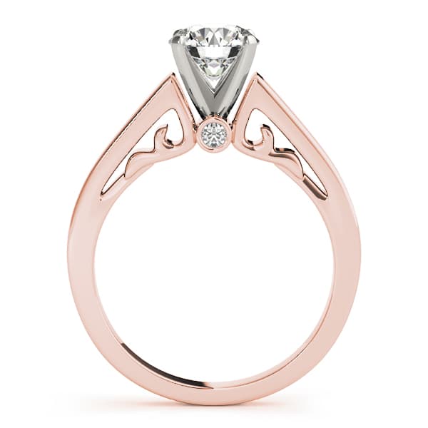 Solitaire Filigree Engagement Ring, style 50819, Side view in rose gold