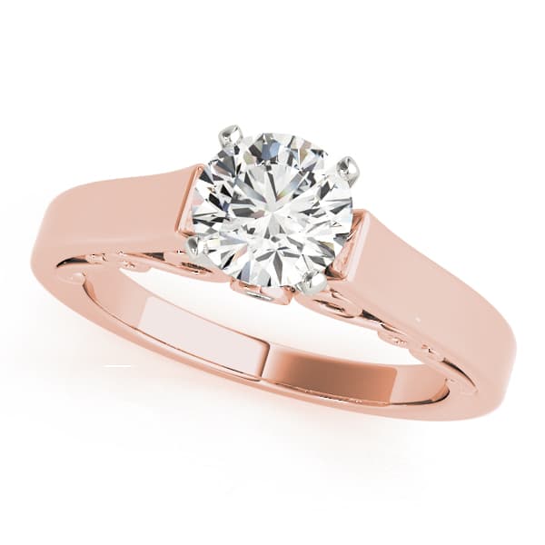 Solitaire Filigree Engagement Ring, style 50820, Front view in rose gold