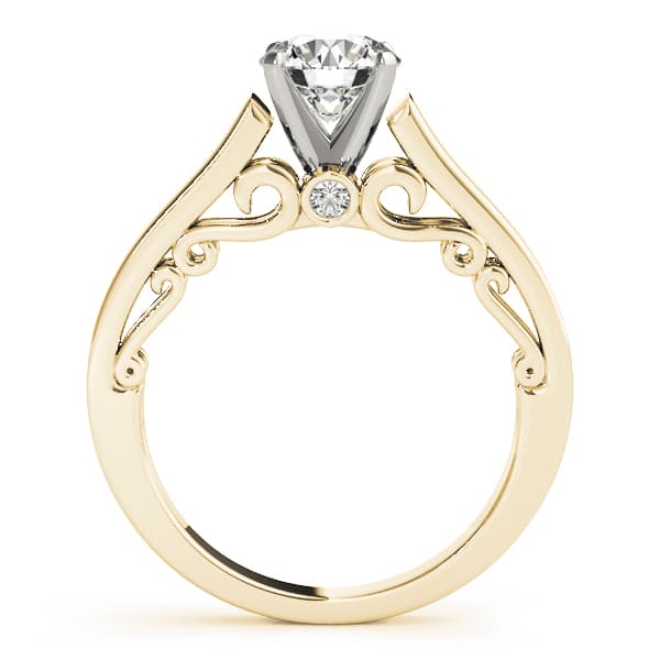 Solitaire Filigree Engagement Ring, style 50820, Side view in yellow gold