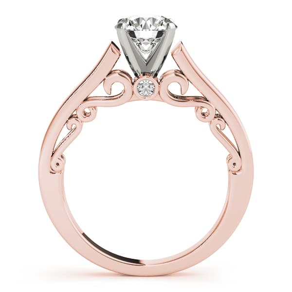 Solitaire Filigree Engagement Ring, style 50820, Side view in rose gold