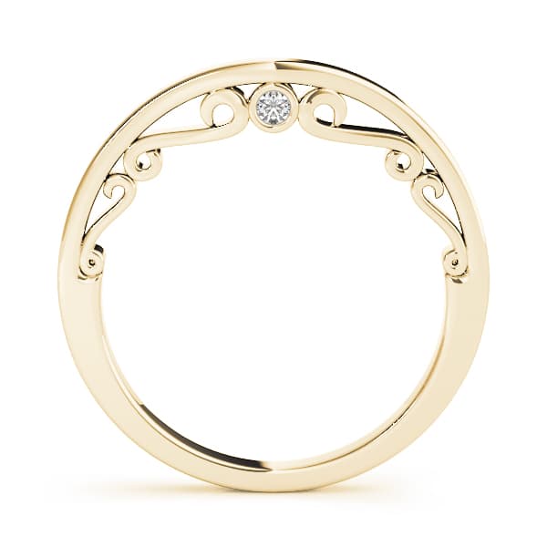 Filigree Curved Wedding Band (0.03 ct. tw.), Side view in yellow gold