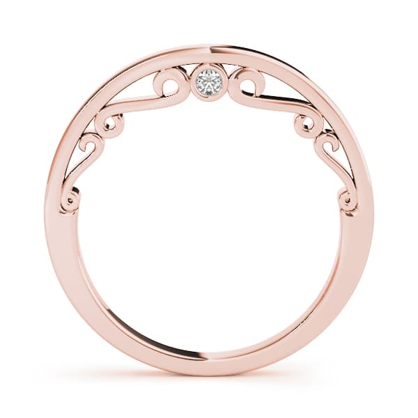 Filigree Curved Wedding Band (0.03 ct. tw.), Side view in rose gold