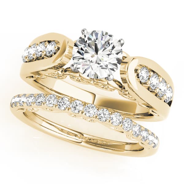 Engagement Ring, style 50821, On hand view in yellow gold