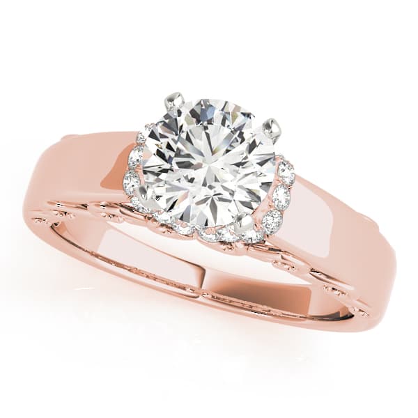 Vintage Filigree Halo Engagement Ring, style 50822, Front view in rose gold