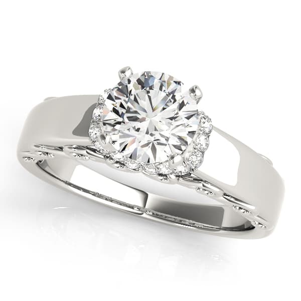 Vintage Filigree Halo Engagement Ring — style 50822 in 10k White Gold