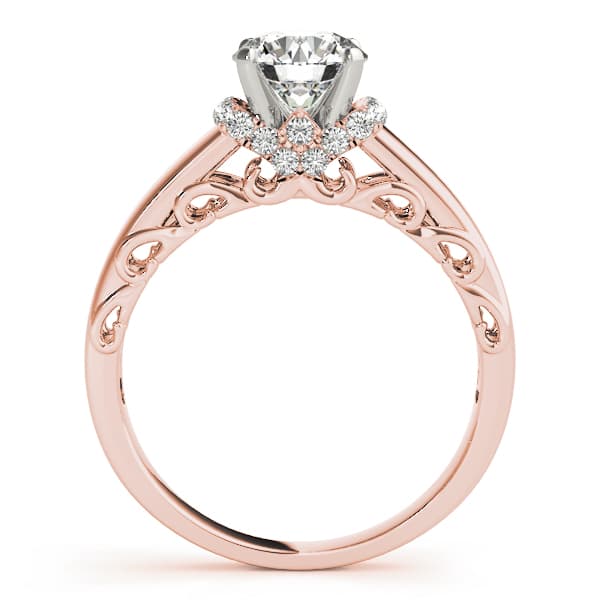Vintage Filigree Halo Engagement Ring, style 50822, Side view in rose gold
