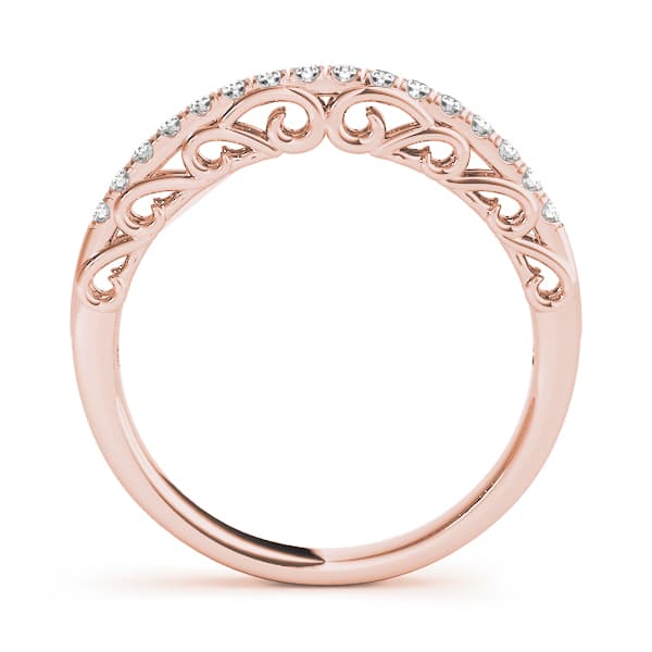 Curved Wedding Band (1/8 ct. tw.), Side view in rose gold