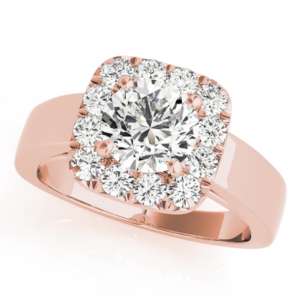Round Halo Engagement Ring, style 50823, Front view in rose gold