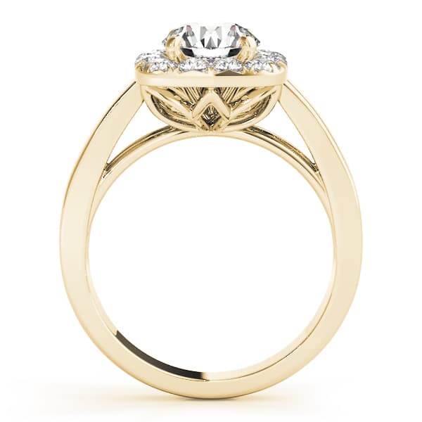 Round Halo Engagement Ring, style 50823, Side view in yellow gold