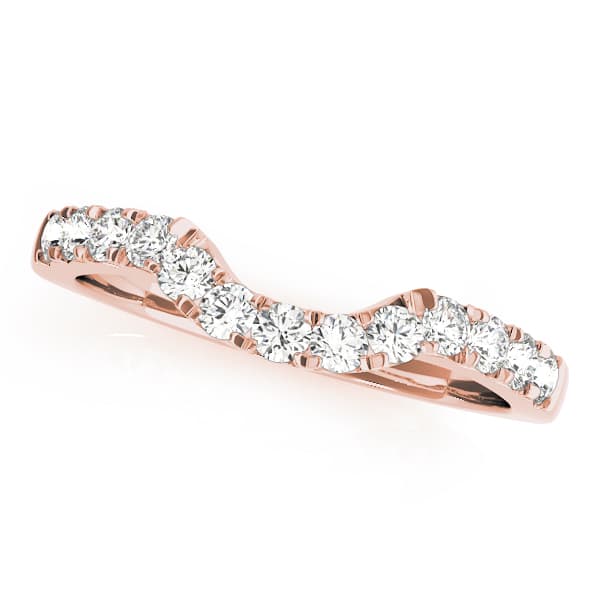 Prong Set Curved Wedding Bands (3/8 ct. tw.), Front view in rose gold