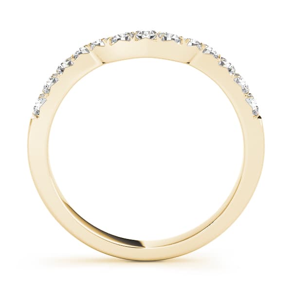 Prong Set Curved Wedding Bands (3/8 ct. tw.), Side view in yellow gold