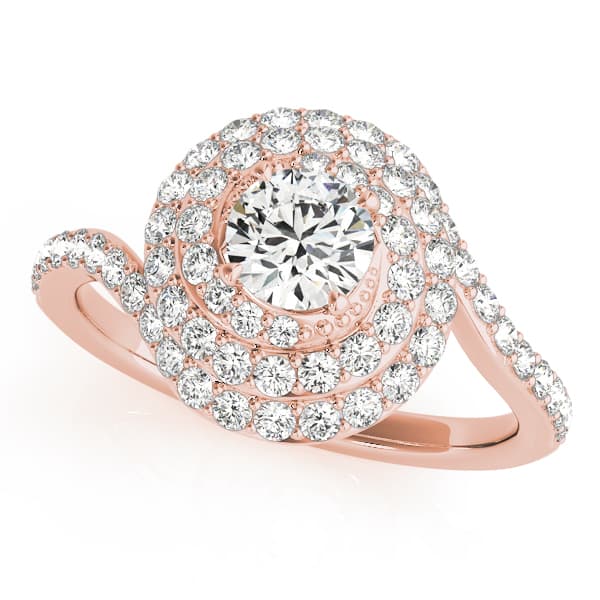Halo Round Engagement Ring, style 50824, Front view in rose gold