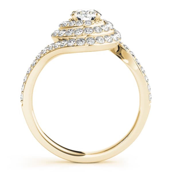 Halo Round Engagement Ring, style 50824, Side view in yellow gold
