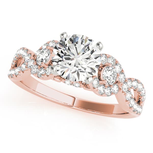 Twisting Diamond Engagement Ring, style 50825, Front view in rose gold