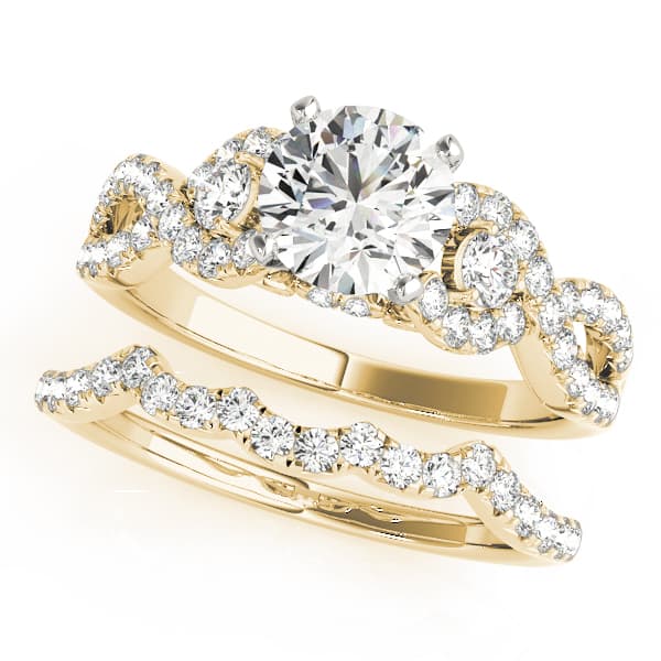 Twisting Diamond Engagement Ring, style 50825, On hand view in yellow gold