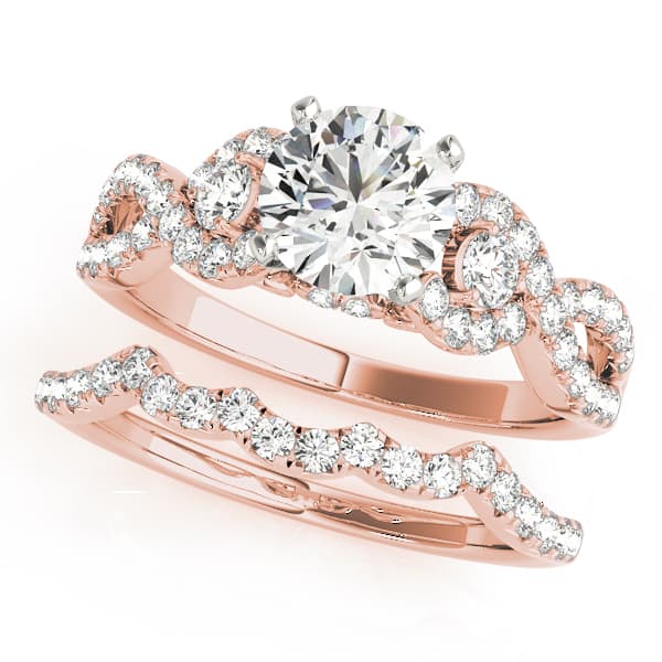 Twisting Diamond Engagement Ring, style 50825, On hand view in rose gold