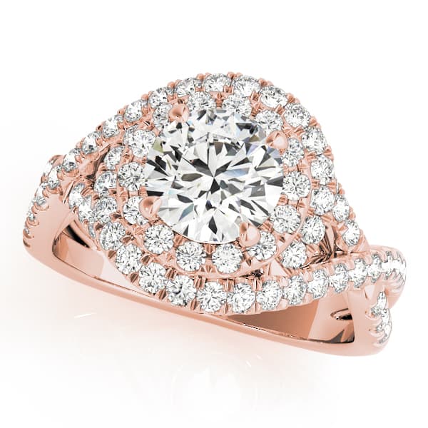 Twisted Double Halo Engagement Ring, style 50827, Front view in rose gold