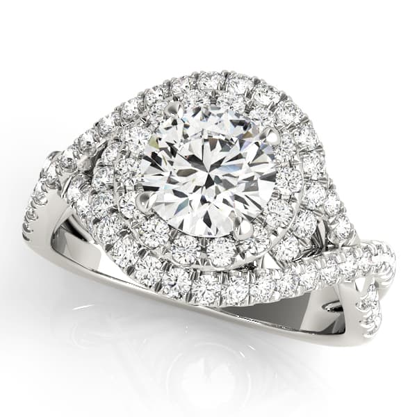 Twisted Double Halo Engagement Rings — style 50827 in 10k White Gold