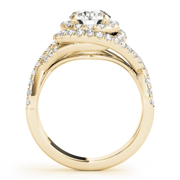 Twisted Double Halo Engagement Ring, style 50827, Side view in yellow gold