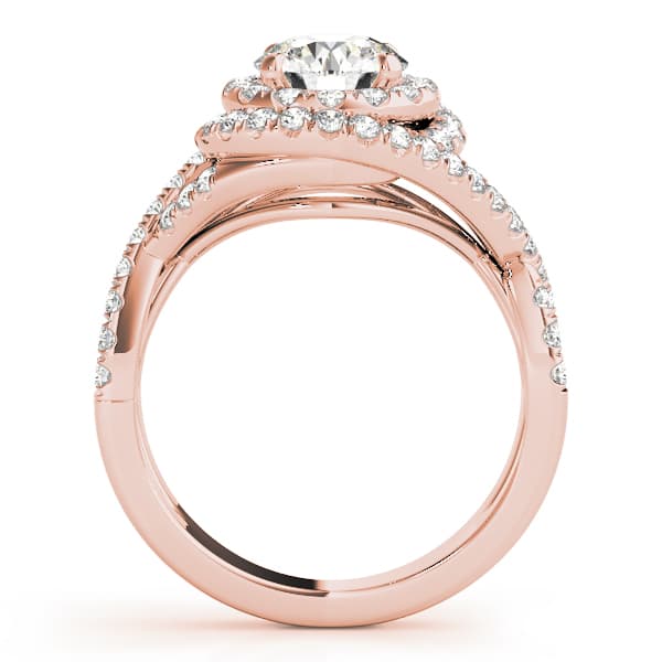 Twisted Double Halo Engagement Ring, style 50827, Side view in rose gold