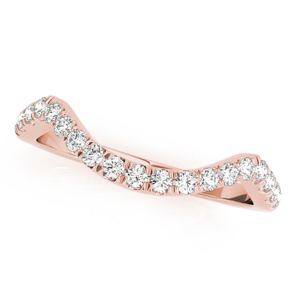 Split Prong Curved Wedding Band (0.2 ct. tw.), Front view in rose gold