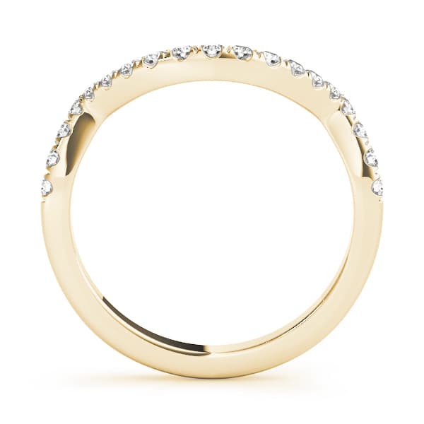 Split Prong Curved Wedding Band (0.2 ct. tw.), Side view in yellow gold