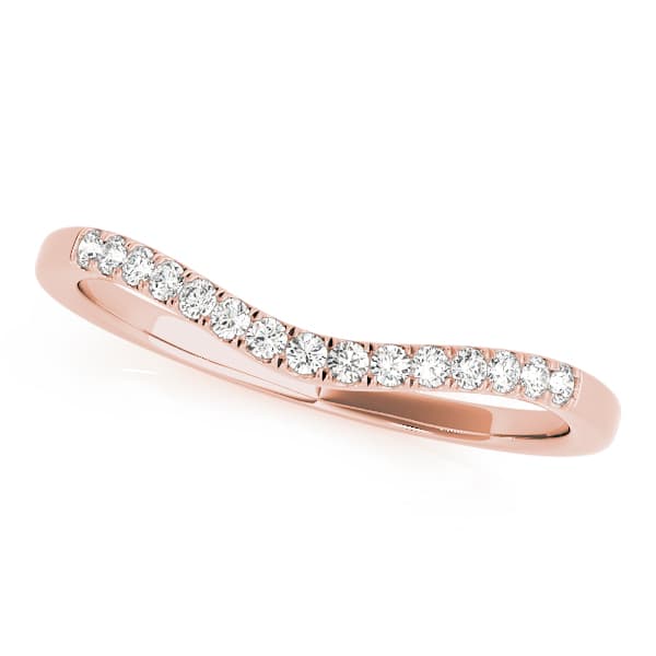 U-Prong Curved Wedding Band (0.09 ct. tw.), Front view in rose gold