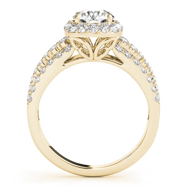 Multi-Row Halo Engagement Ring, style 50829, Side view in yellow gold