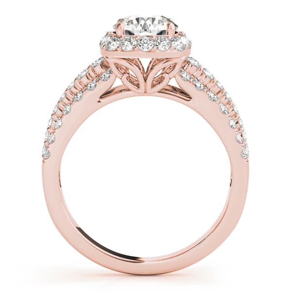 Multi-Row Halo Engagement Ring, style 50829, Side view in rose gold