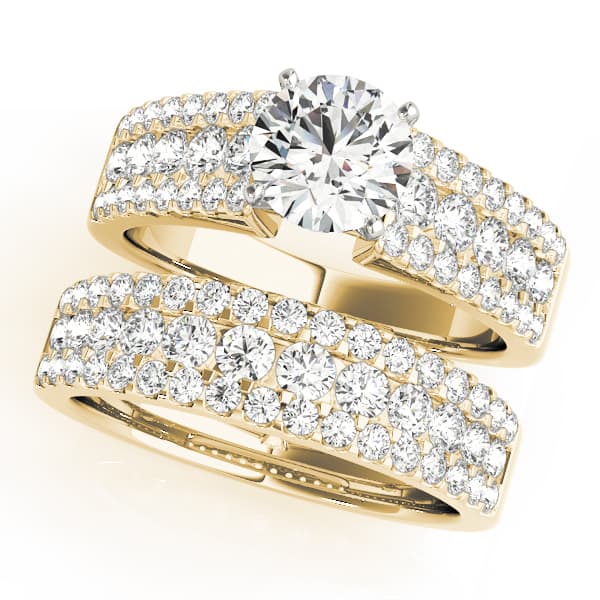 Multi-Row Engagement Ring, style 50831, On hand view in yellow gold