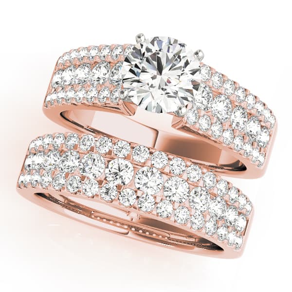 Multi-Row Engagement Ring, style 50831, On hand view in rose gold