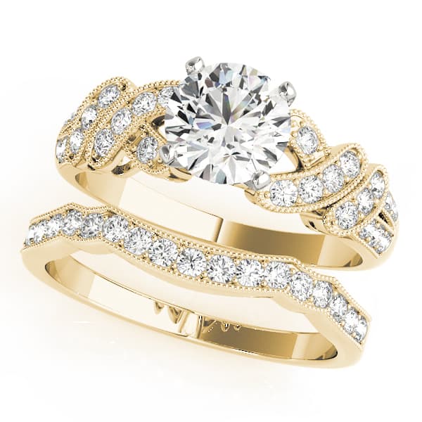 Multi-Row Engagement Ring, style 50832, On hand view in yellow gold