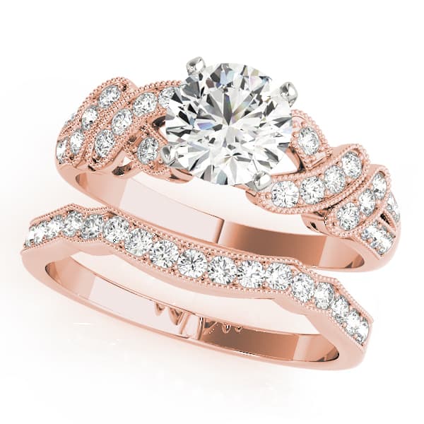 Multi-Row Engagement Ring, style 50832, On hand view in rose gold