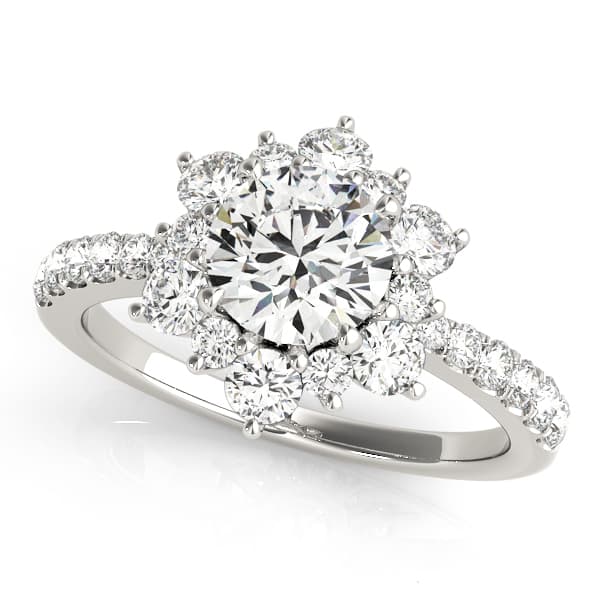 Floral Halo Engagement Ring — style 50834 in 10k White Gold