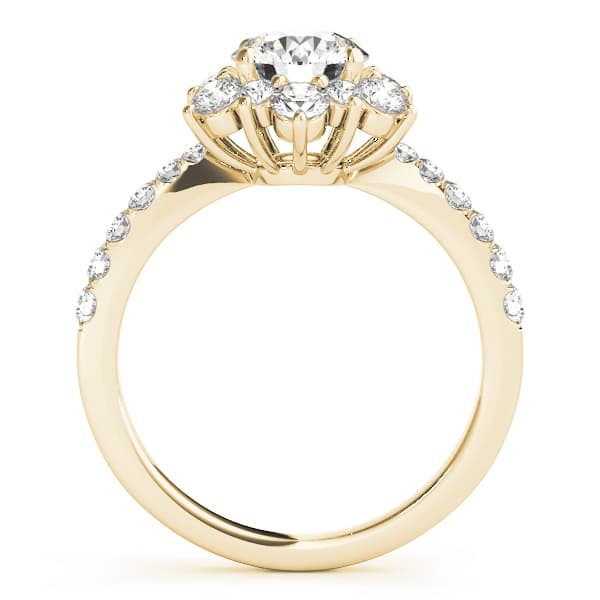Floral Halo Engagement Ring, style 50834, Side view in yellow gold