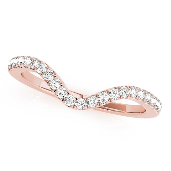 Curved Wedding Band (0.16 ct. tw.), Front view in rose gold