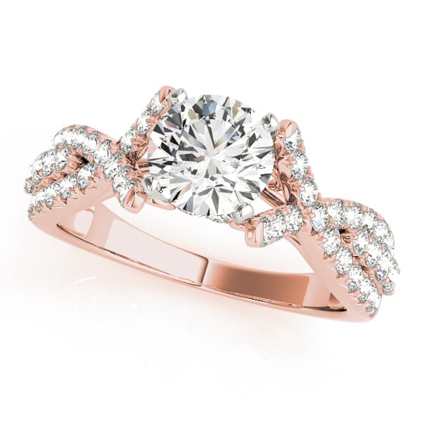 Multi-Row Twisted Shank Hidden Halo Engagement Ring, style 50835, Front view in rose gold