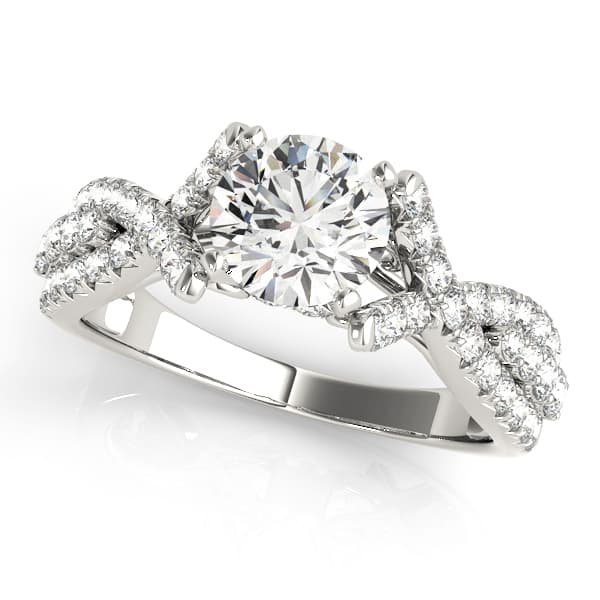 Multirow Twisted Shank Hidden Halo Engagement Rings — style 50835 in 10k White Gold