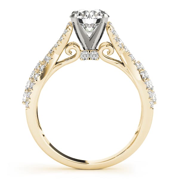 Multi-Row Twisted Shank Hidden Halo Engagement Ring, style 50835, Side view in yellow gold