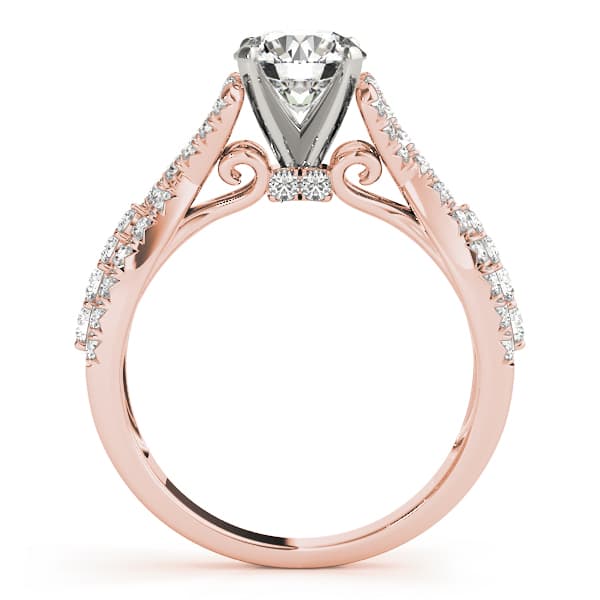 Multi-Row Twisted Shank Hidden Halo Engagement Ring, style 50835, Side view in rose gold