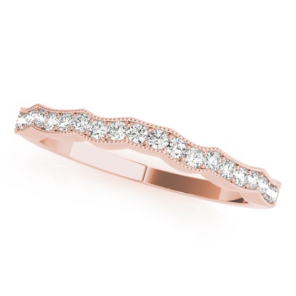 Single Row Milgrain Curved Wedding Band (0.15 ct. tw.), Front view in rose gold