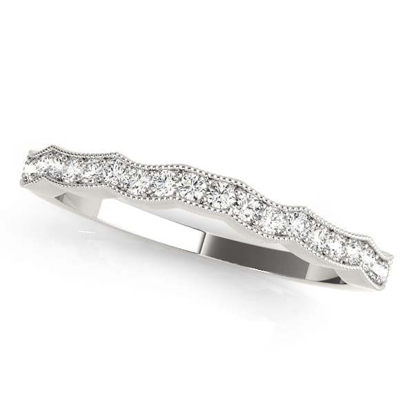 Single Row Milgrain Curved Wedding Band — View 1