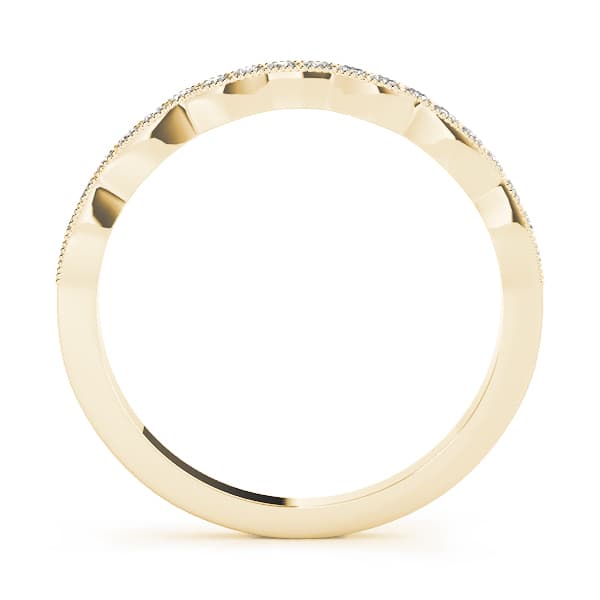 Single Row Milgrain Curved Wedding Band (0.15 ct. tw.), Side view in yellow gold