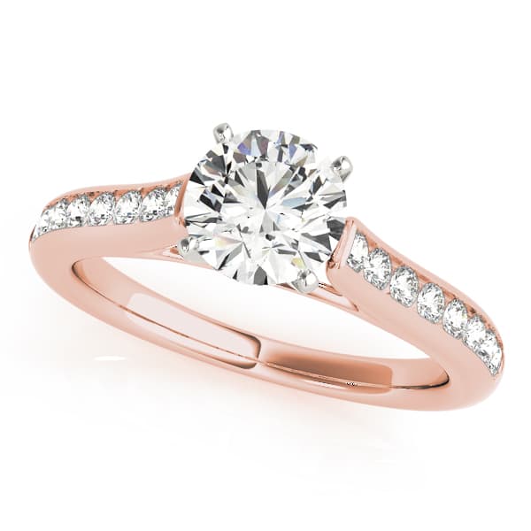 Channel Set Cathedral Engagement Ring, style 50837, Front view in rose gold