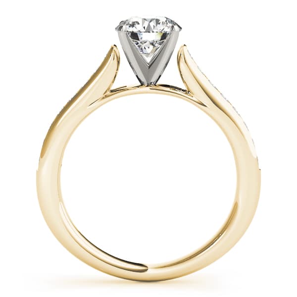 Channel Set Cathedral Engagement Ring, style 50837, Side view in yellow gold