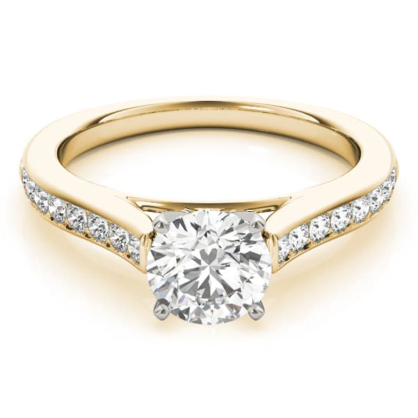 Channel Set Cathedral Engagement Ring, style 50837, Top view in yellow gold