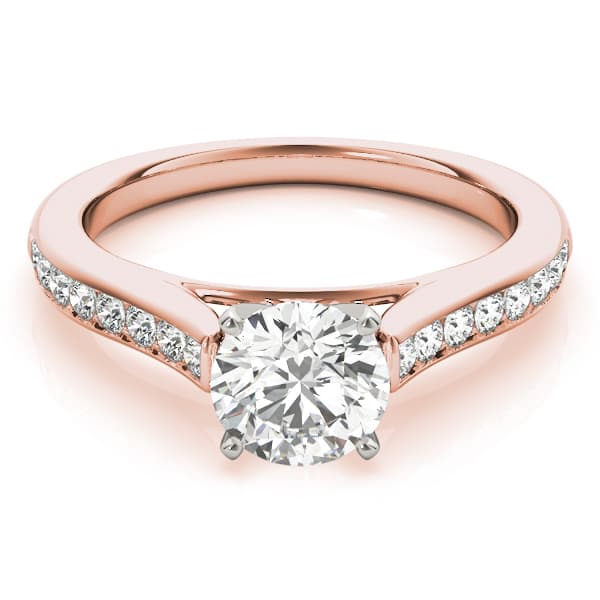 Channel Set Cathedral Engagement Ring, style 50837, Top view in rose gold