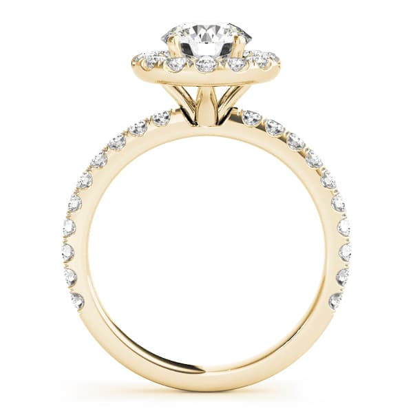 Halo Split Prong Round Engagement Ring, style 50838, Side view in yellow gold
