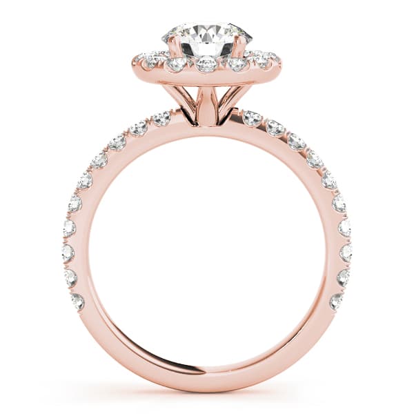 Halo Split Prong Round Engagement Ring, style 50838, Side view in rose gold