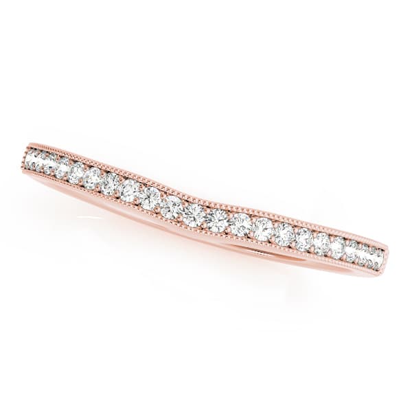 Single Row Milgrain Curved Wedding Band (1/8 ct. tw.), Front view in rose gold